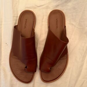 Vince Brown Leather Sandals Minimalist Design